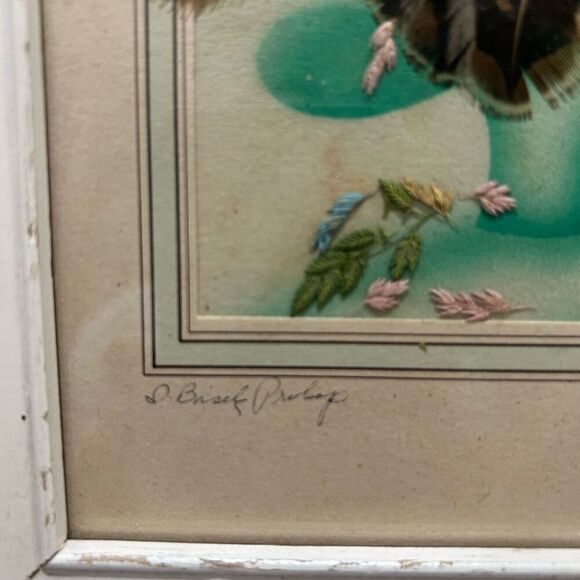 Prairie Pictures Signed Original Hand Made with Feather Flower Ida Bisek Prokop - Picture 5 of 5